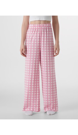 Брюки бело -розовая клетка