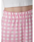 Брюки бело -розовая клетка