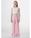 Брюки бело -розовая клетка