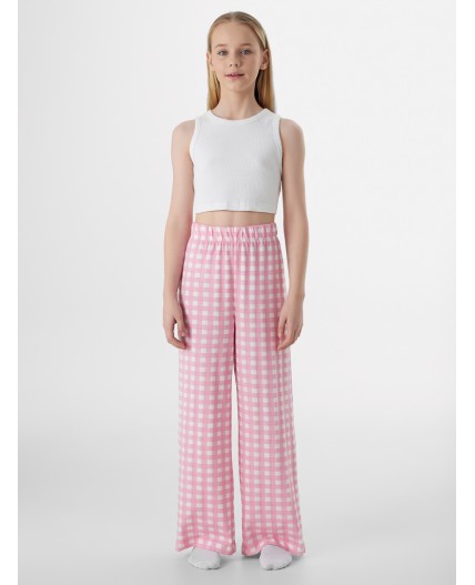 Брюки бело -розовая клетка