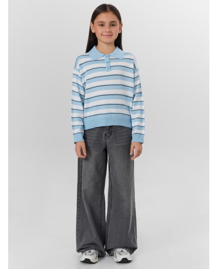 Поло бело -голубая полоска