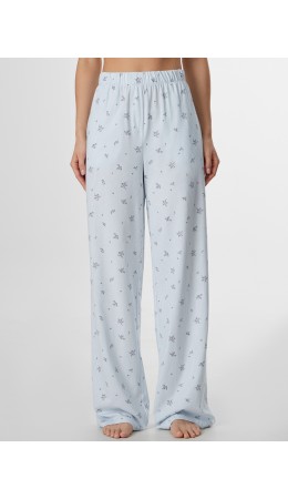 Брюки цветы на голубой полоске