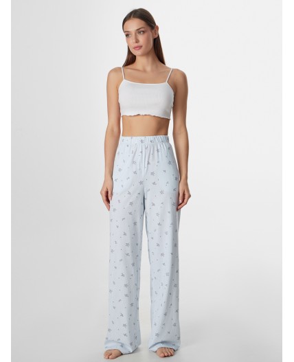 Брюки цветы на голубой полоске