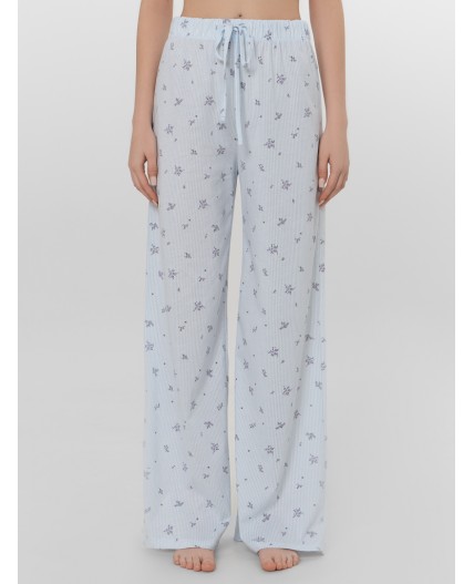 Пижама цветы на голубой полоске