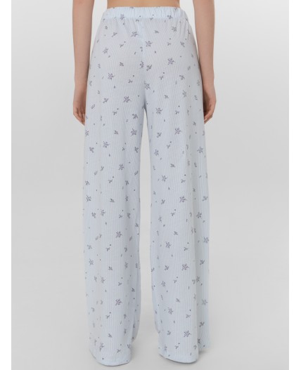 Пижама цветы на голубой полоске