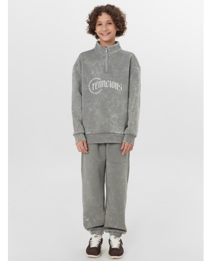 Толстовка ACID WASH серый +печать