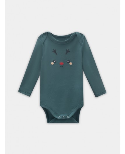 Боди огненный красный +изумруд +печать