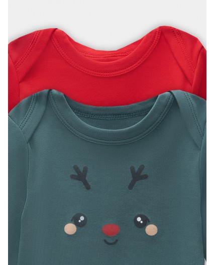 Боди огненный красный +изумруд +печать