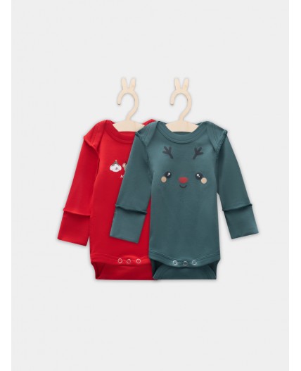 Боди огненный красный +изумруд +печать