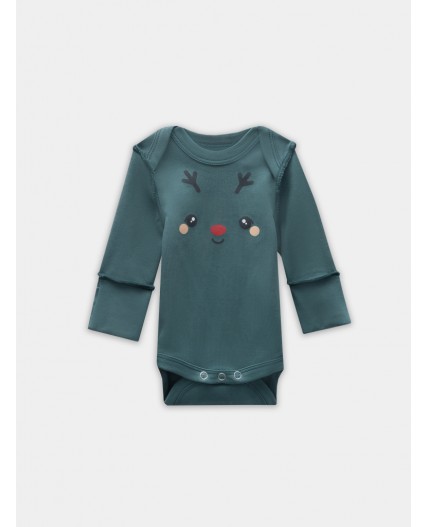 Боди огненный красный +изумруд +печать