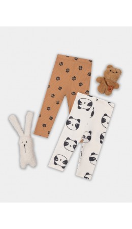Ползунки лапки на охре +панды на молочном