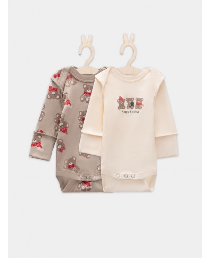 Боди сливочное масло +НГ мишутки на бежевом