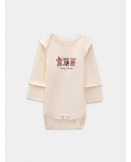 Боди сливочное масло +НГ мишутки на бежевом