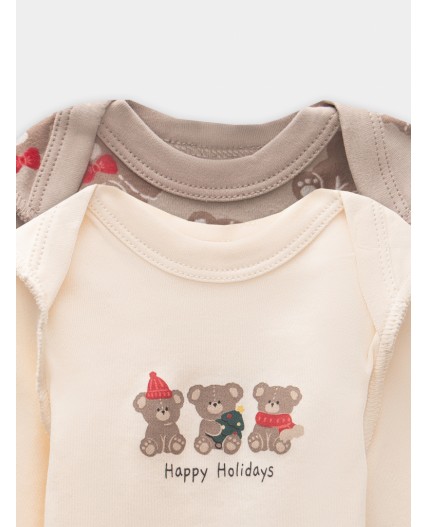 Боди сливочное масло +НГ мишутки на бежевом