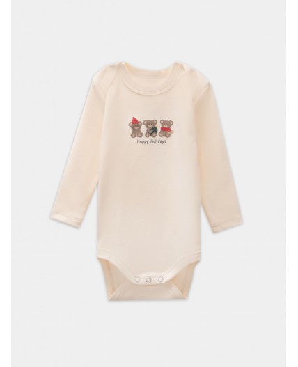 Боди сливочное масло +НГ мишутки на бежевом