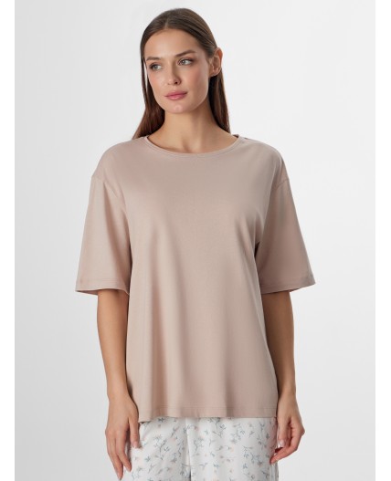 Комплект бежевый +цветы на холодном молоке