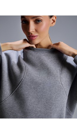 Свитшот серый меланж 4253-Е +печать