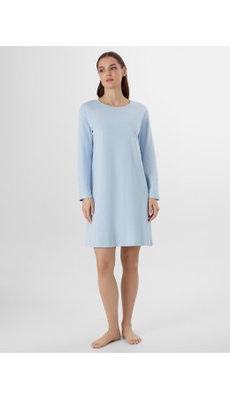 Платье горошек на голубом