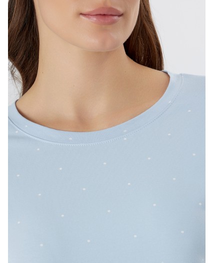 Платье горошек на голубом