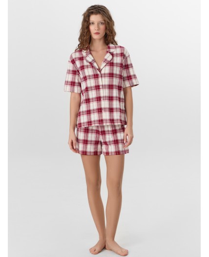 Комплект молочно -бордовая клетка