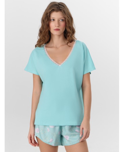 Комплект мятный +цветы на мятном