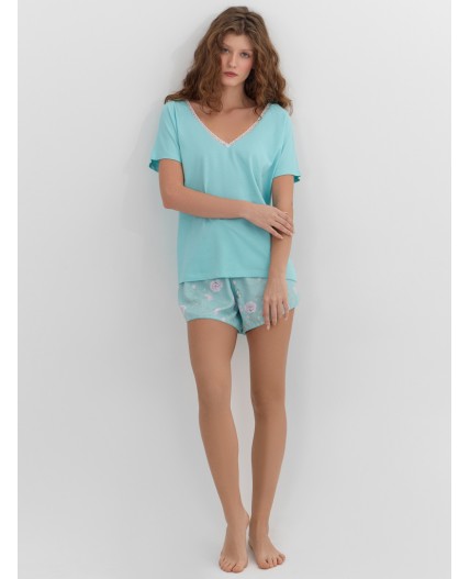 Комплект мятный +цветы на мятном