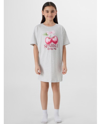 Сорочка серый меланж 4306-А +печать3