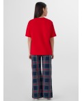 Комплект красный +клетка на т.синем