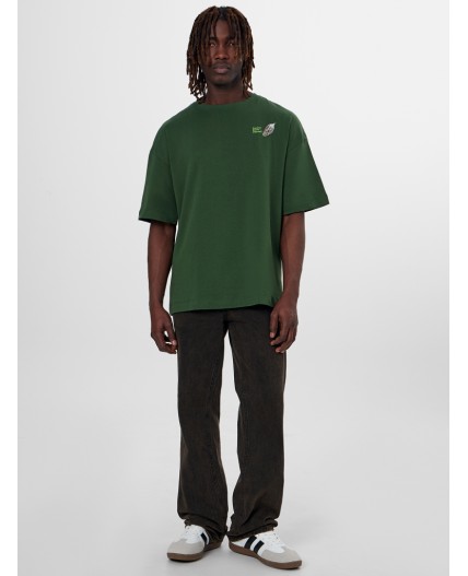 Футболка т.зеленый +печать1