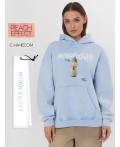 Худи ACID WASH голубой +печать