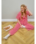 Пижама розово -красная полоска