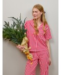 Пижама розово -красная полоска