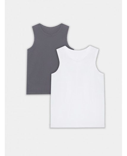 Майка белый +т.серый