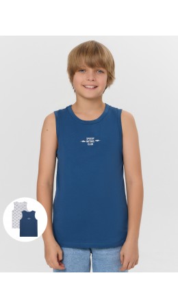 Майка синий +мотоциклы на св.сером меланже