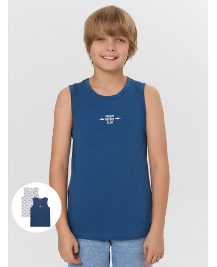 Майка синий +мотоциклы на св.сером меланже