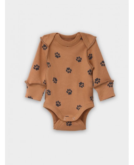 Боди пандочки на сером +лапки на охре