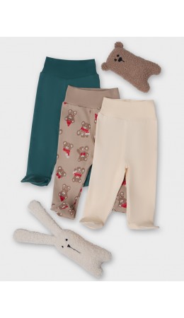 Ползунки сливочное масло +НГ мишутки на бежевом +изумруд