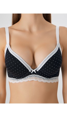 Бюстгальтер горошек на черном