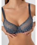 Бюстгальтер цветы на т.сером