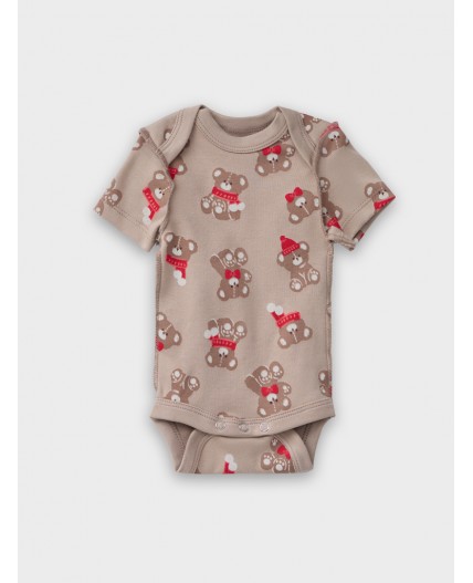 Боди НГ мишутки на бежевом +изумруд