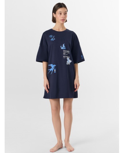 Туника т.синий +печать