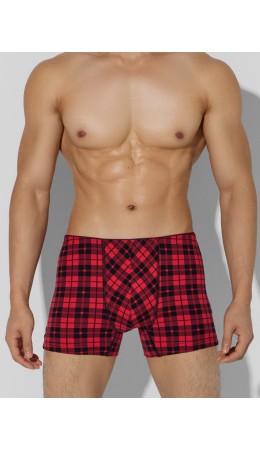 Трусы черная клетка на красном