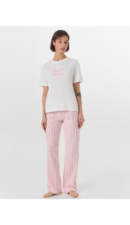 Комплект белый +розовая полоска