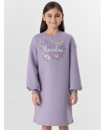 Платье лиловый +печать1