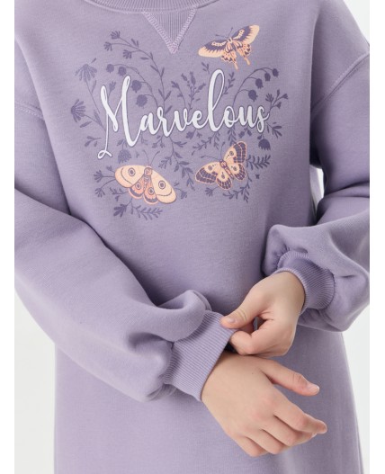 Платье лиловый +печать1