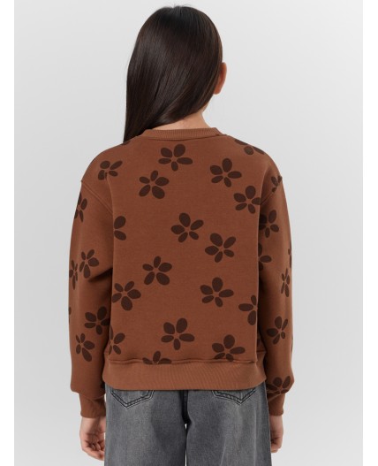Свитшот цветочки на коричневом