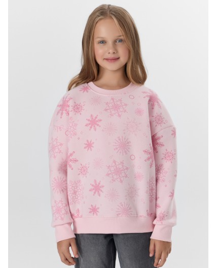 Свитшот снежинки на розовом нектаре