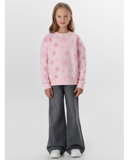 Свитшот снежинки на розовом нектаре