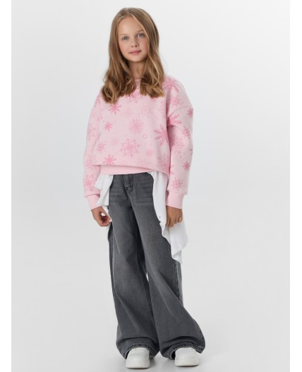 Свитшот снежинки на розовом нектаре