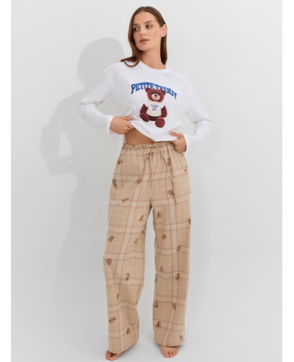 Комплект белый +клетка с мишки на песочном